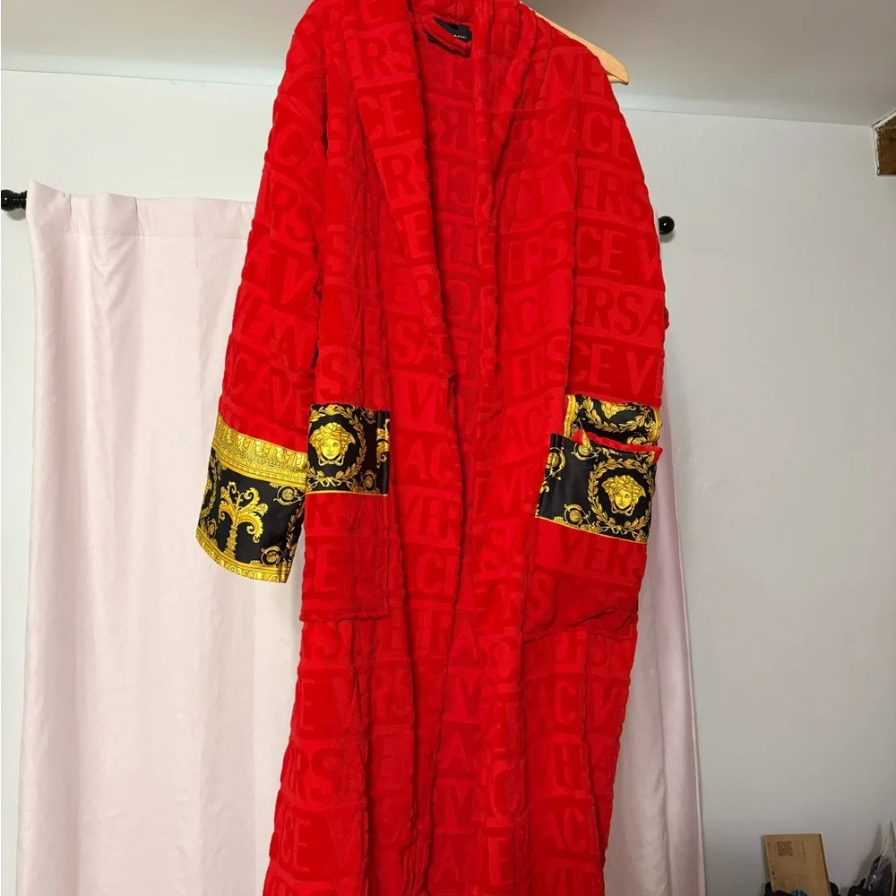 Versace Red and Gold Patterned Robe - Picture 2 of 4